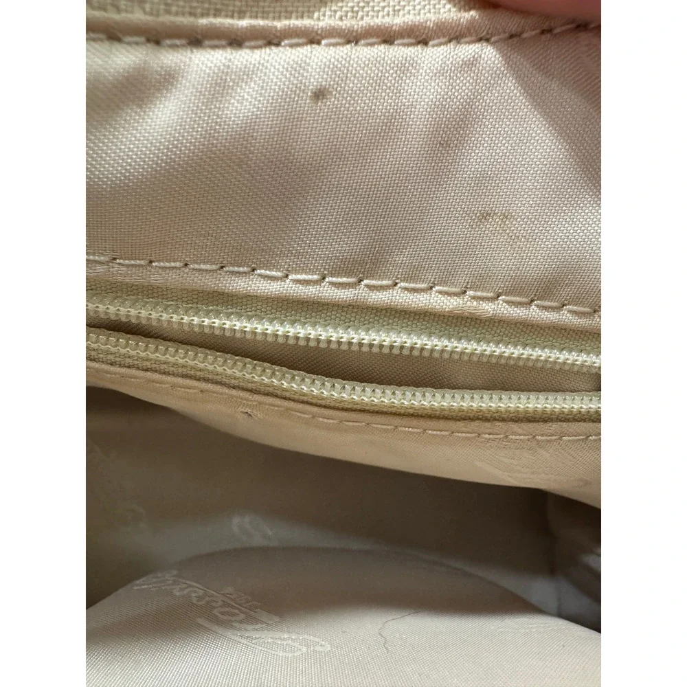Fossil Baguette Bag Women Small Cream Croc Embossed Leather Zip Shoulder Bag